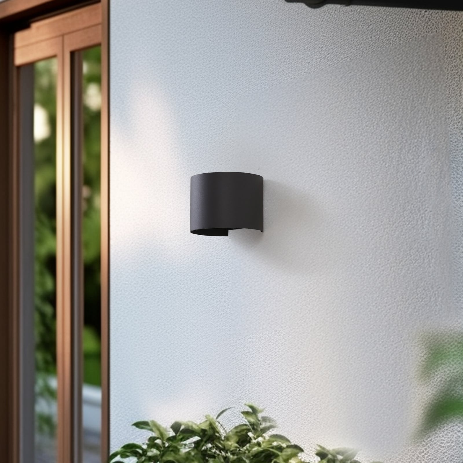 Smart LED utevegglampe Dara rund mørkegrå bakside