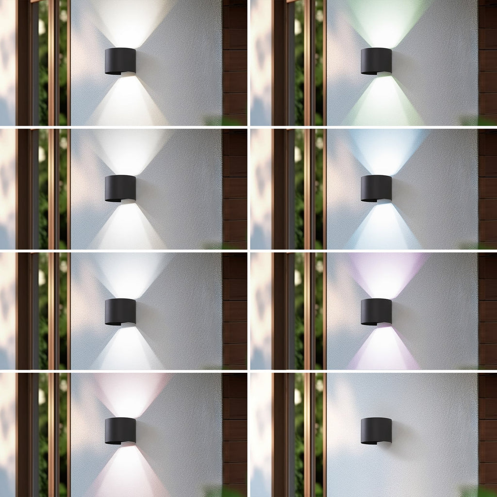 Detalj av overflaten på Smart LED utevegglampe Dara rund mørkegrå