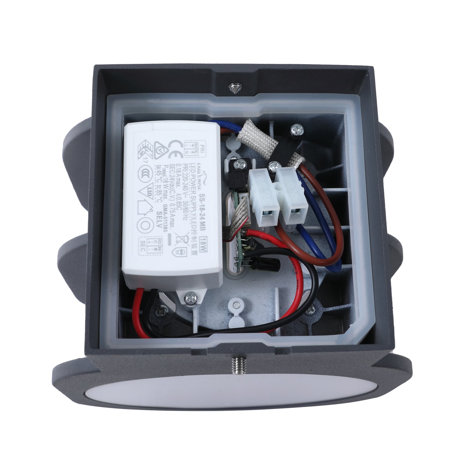 Smart LED utevegglampe Fyra rund CCT RGB dimbar IP54 med lys