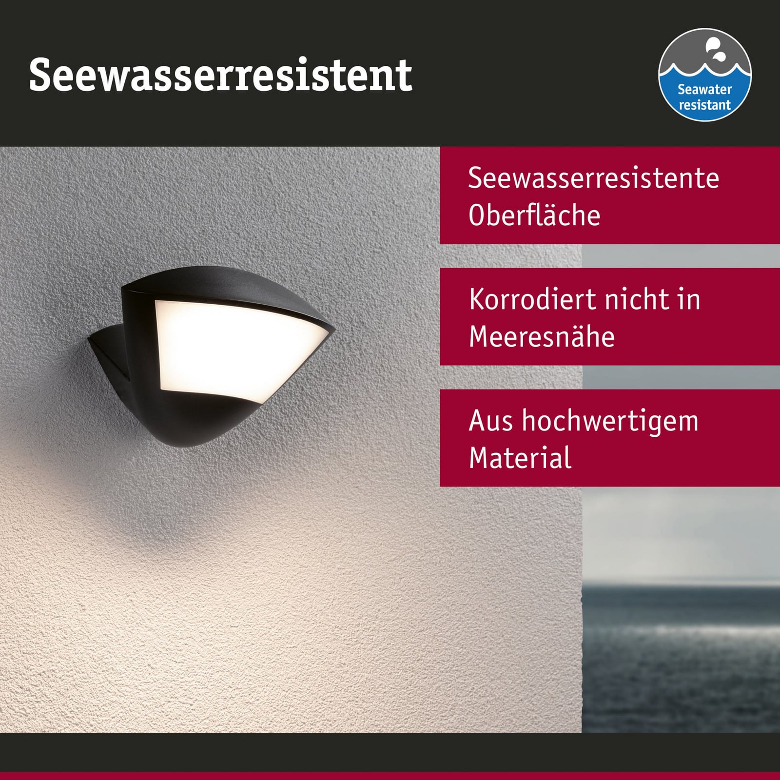 Smart LED utevegglampe Skyla med bevegelsessensor antrasitt app-styring