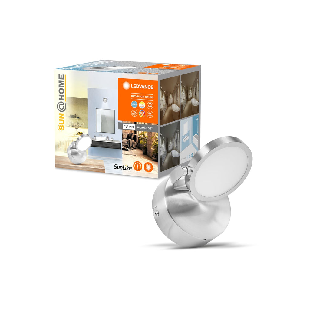 Smart LED veggspot 1-lys dimbar sølv CCT IP44 LEDVANCE SMART+ bakside