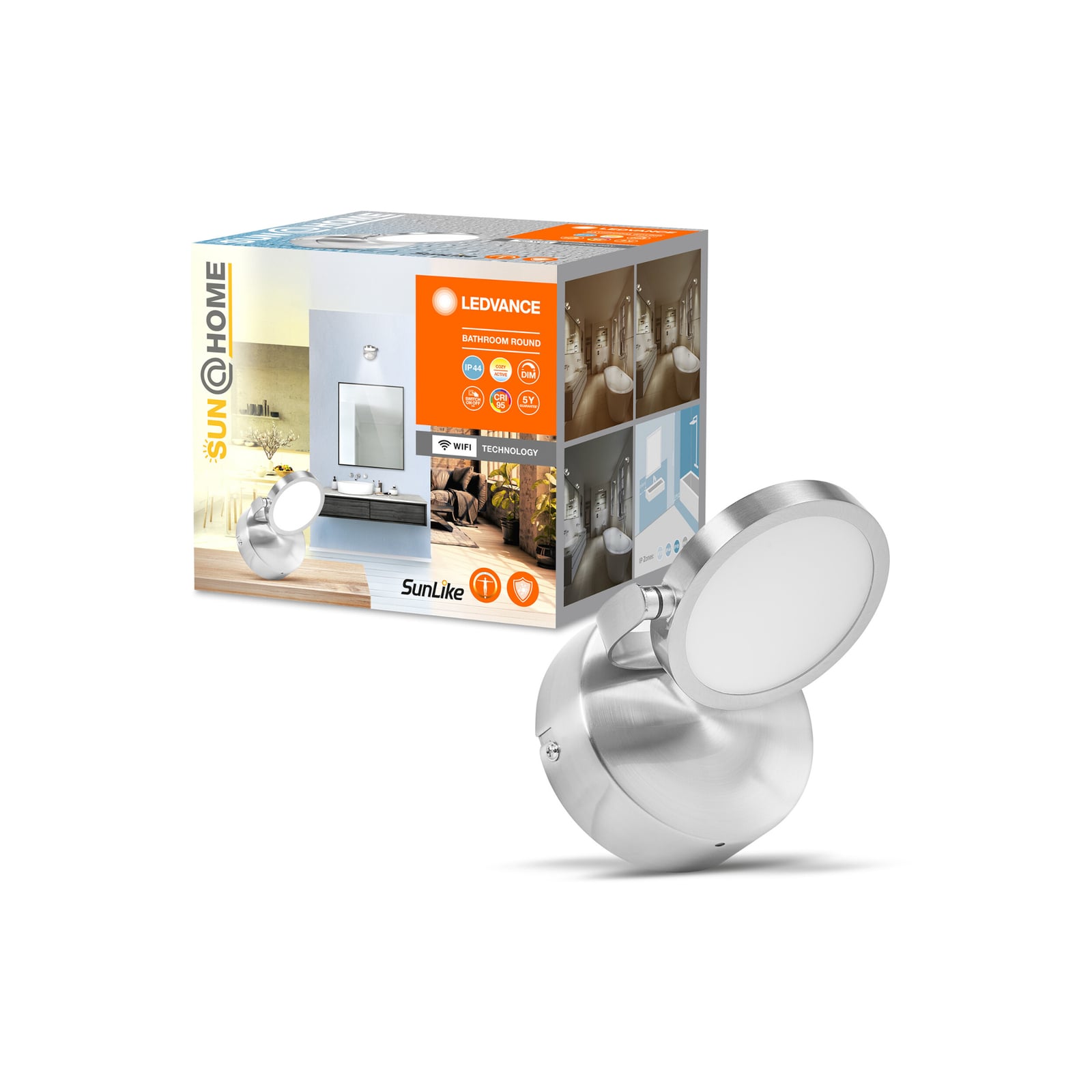 Smart LED veggspot 1-lys dimbar sølv CCT IP44 LEDVANCE SMART+ bakside