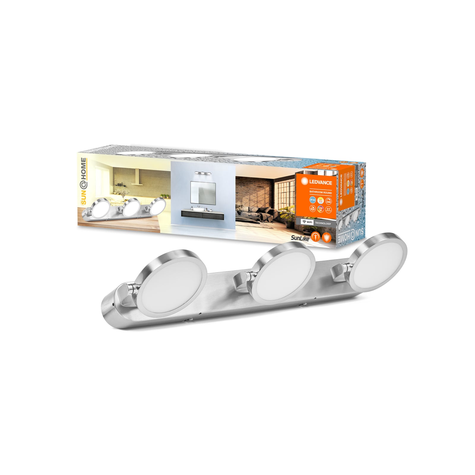 Smart LED veggspot 3-lys dimbar sølv CCT IP44 - LEDVANCE SMART+ bakside