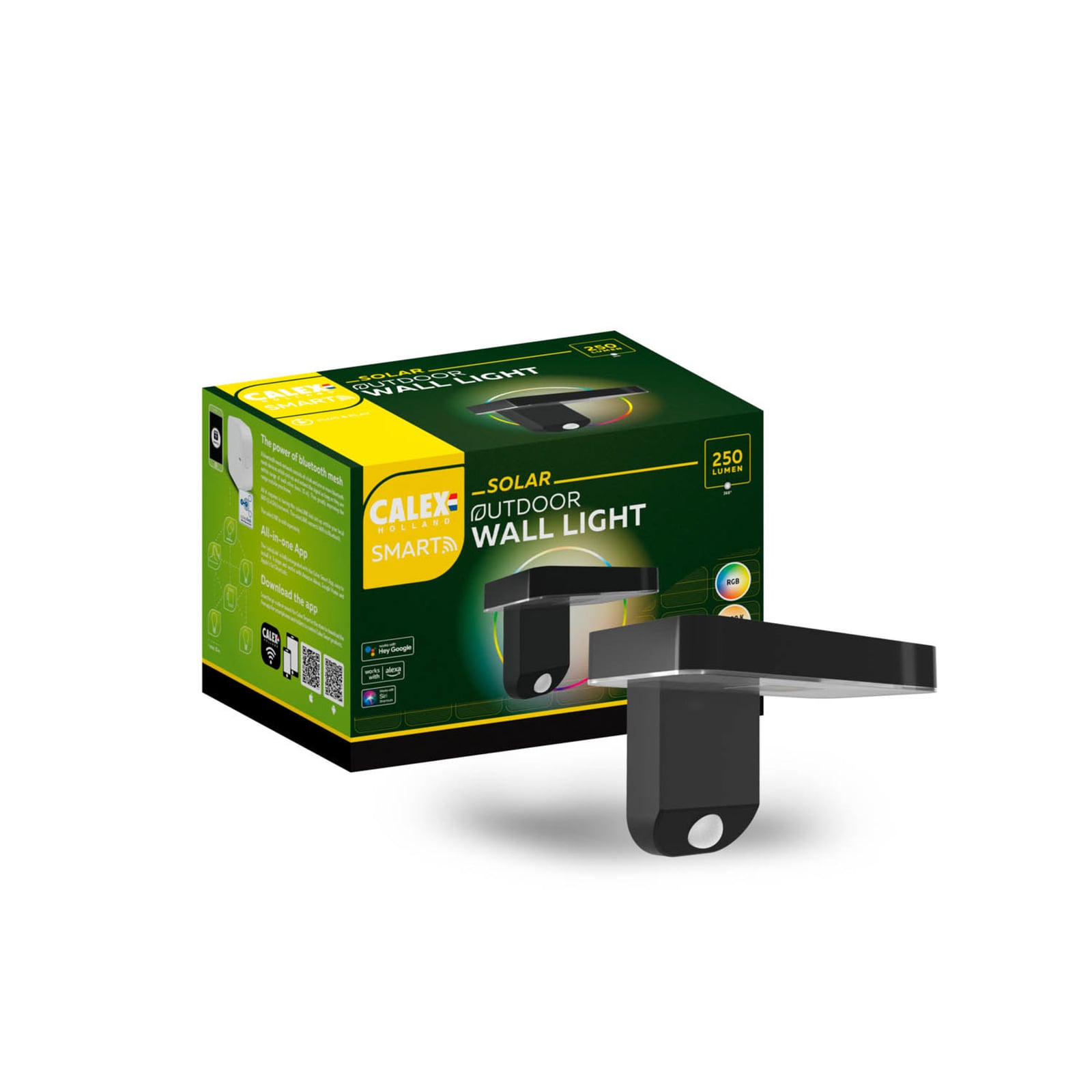 Smart solcellevegglampe med bevegelsessensor RGBW IP44 - Calex montert utendørs