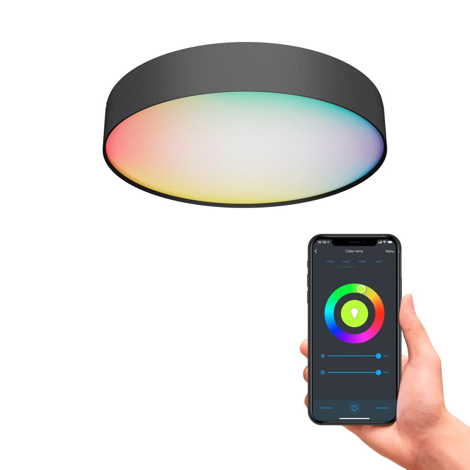Montert Smart taklampe Fabric tekstil LED Ø30 cm RGB CCT dimbar Calex i rom
