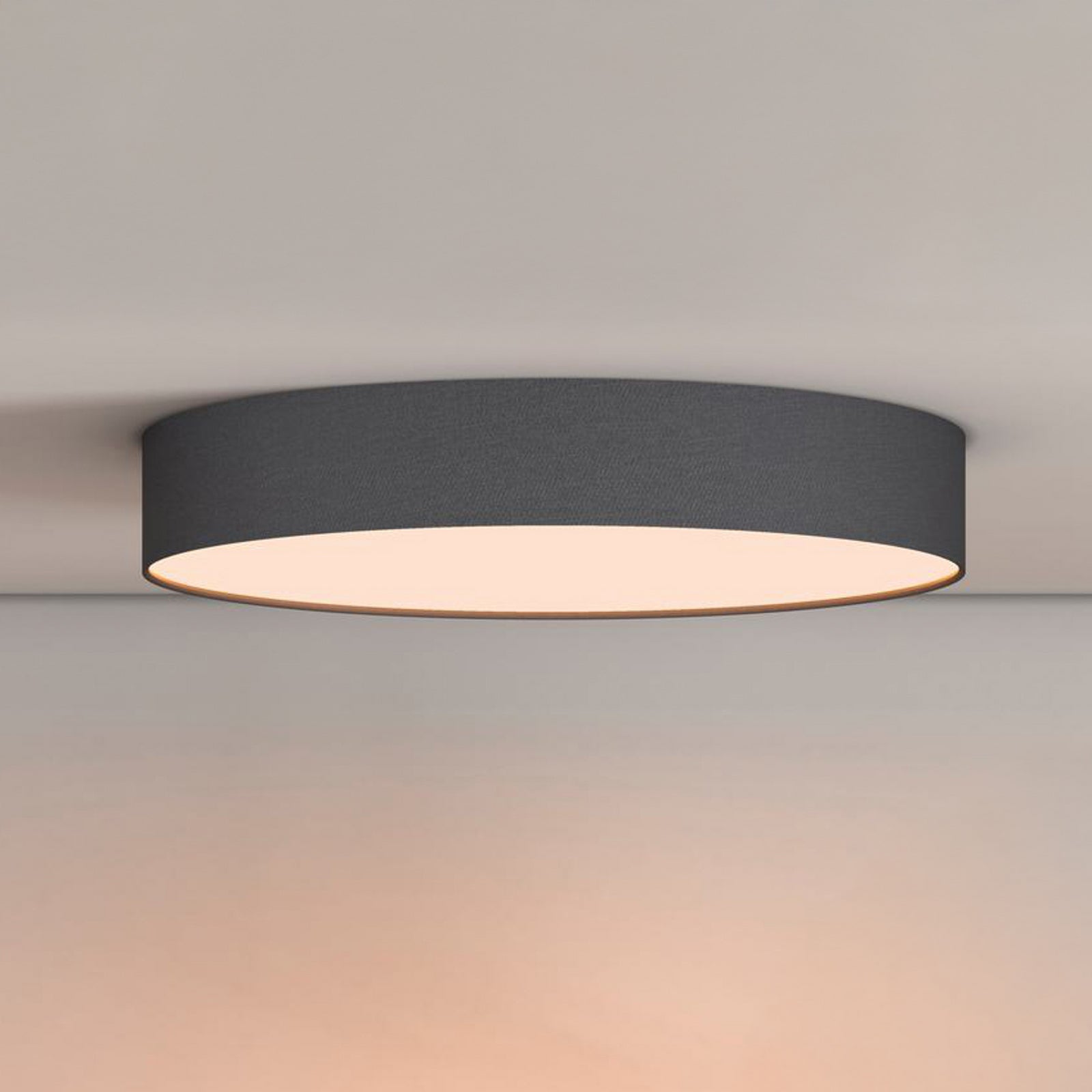 Nærbilde av tekstilskjerm på Smart taklampe Fabric tekstil LED Ø30 cm RGB CCT dimbar Calex