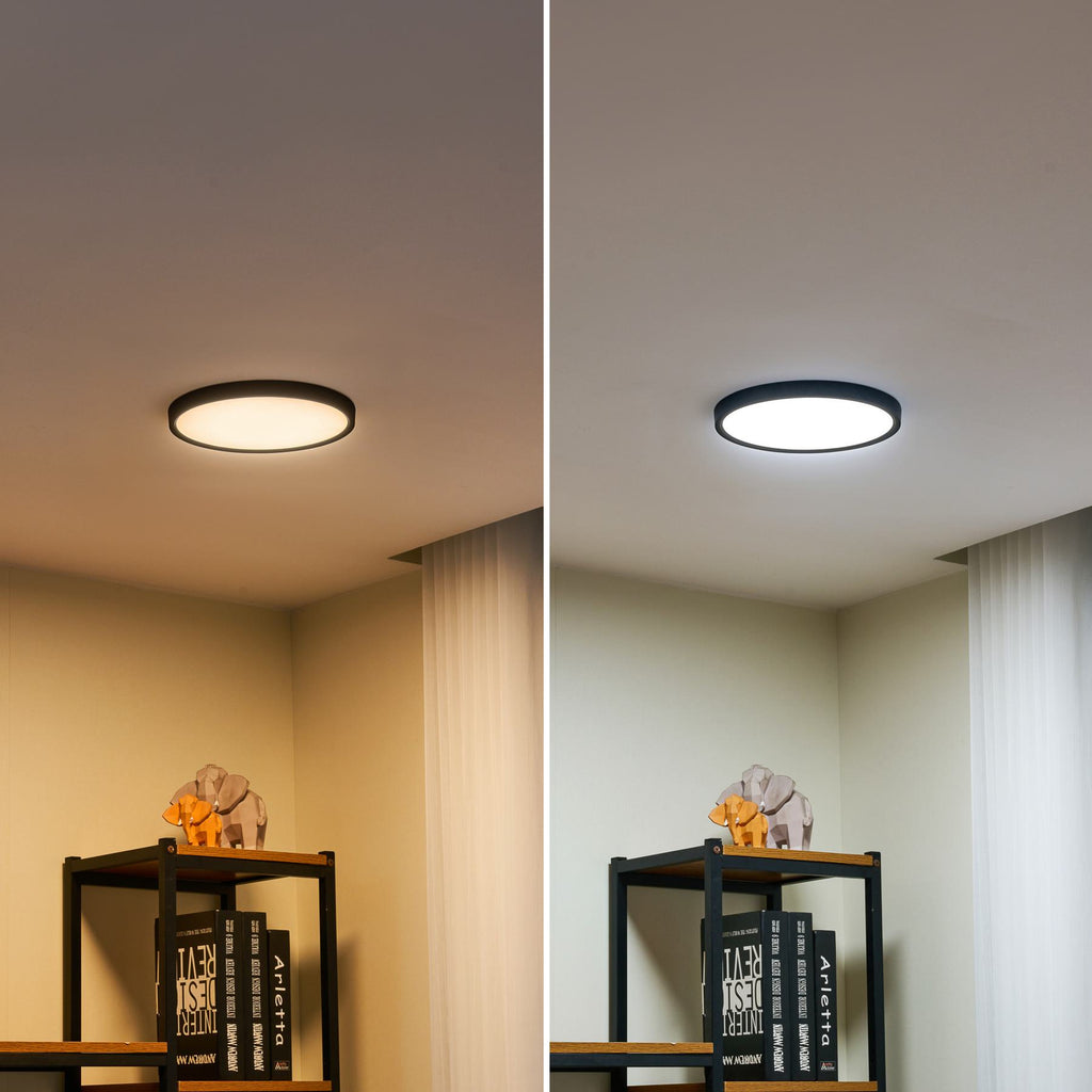 Smart taklampe Pravin LED Ø23 cm CCT dimbar svart i interiør