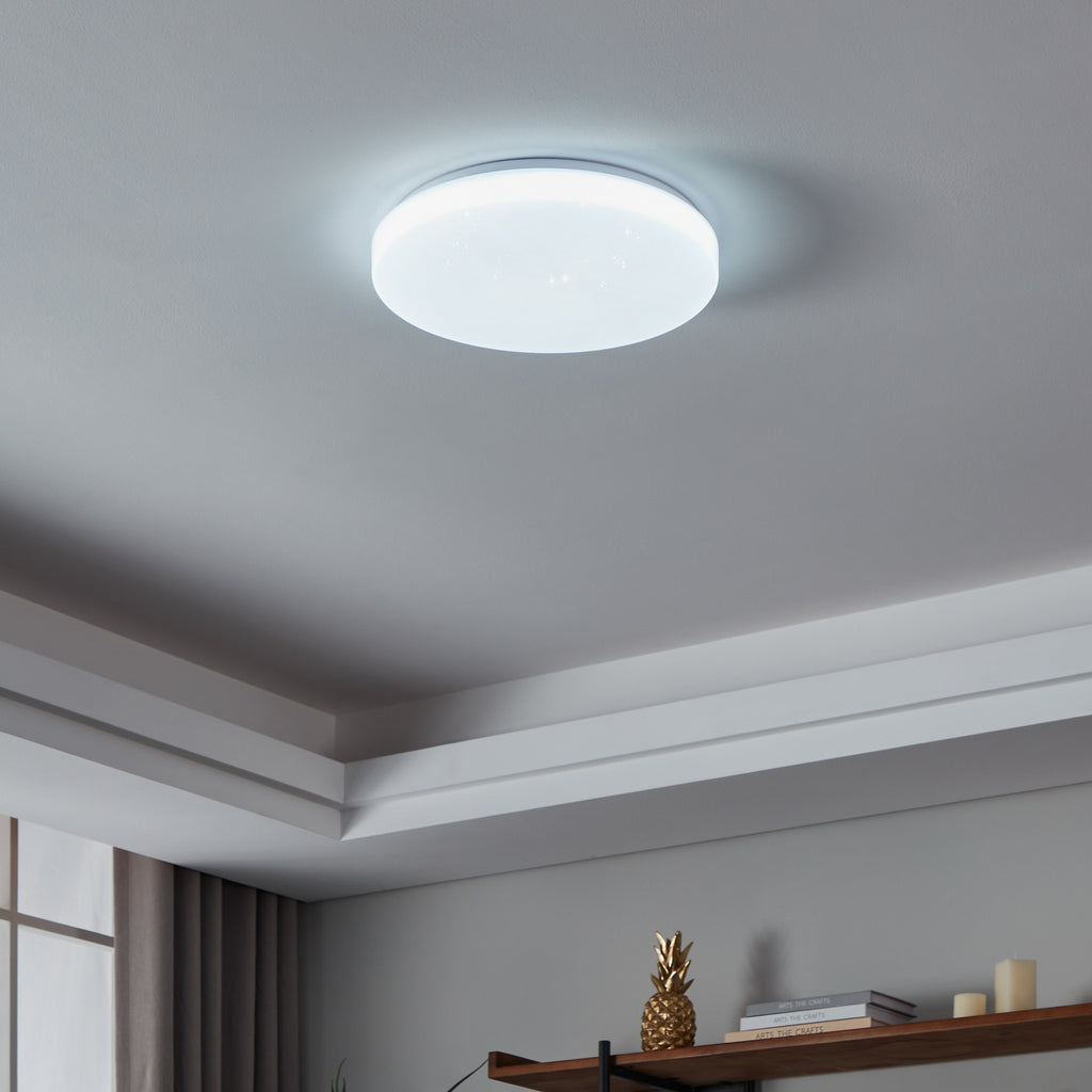 Smart taklampe Totari-Z LED Ø38 cm krystalleffekt montert i rom