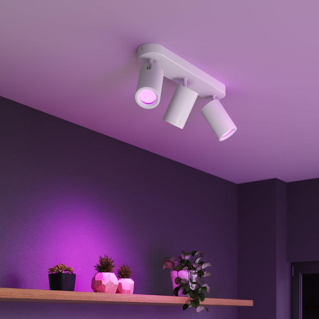 Smart takspot 3-lys hvit metall 37 cm GU10 RGB dimbar - Calex forfra