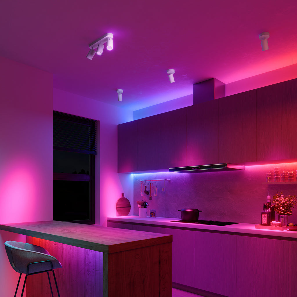 Smart takspot 3-lys hvit metall 37 cm GU10 RGB dimbar - Calex bakside