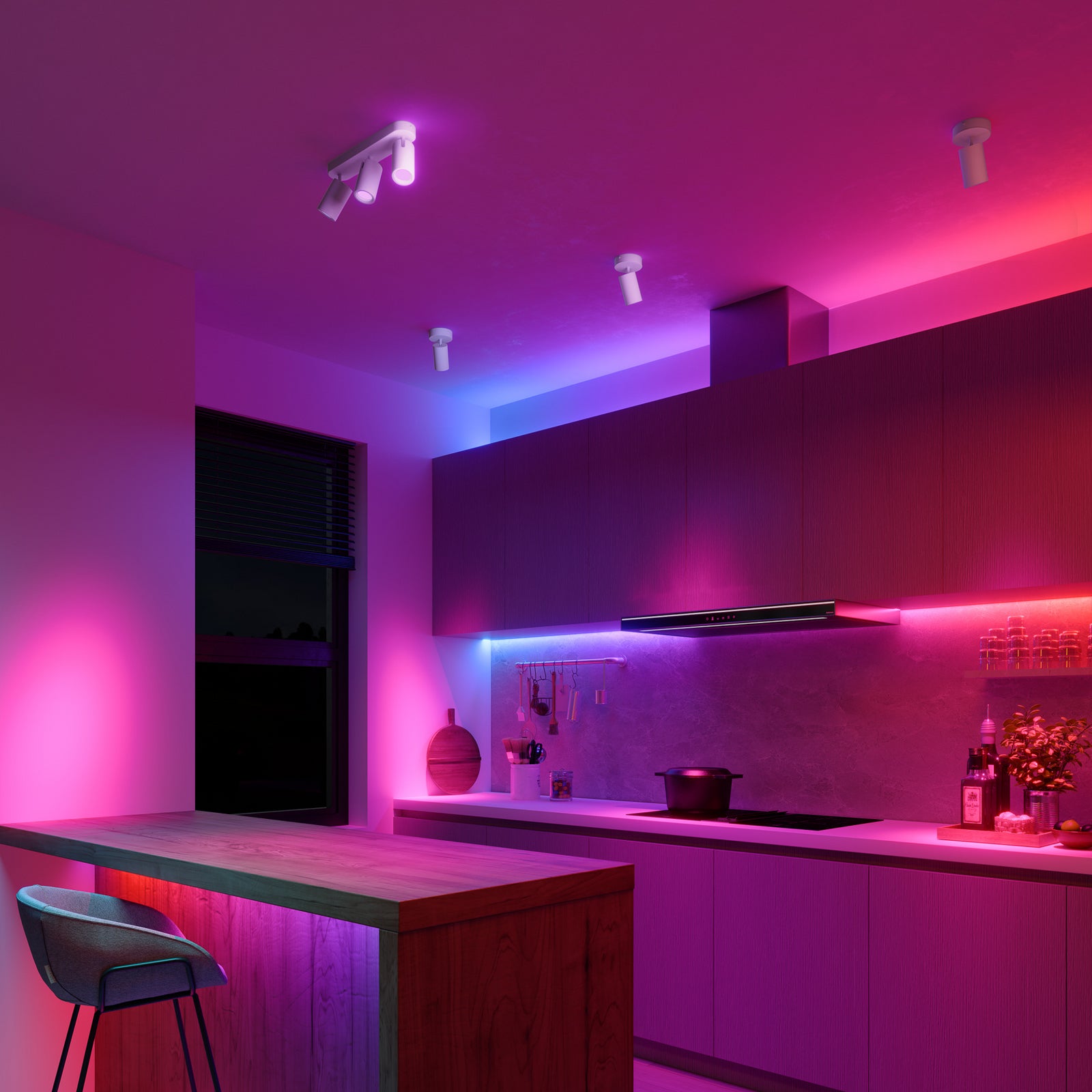 Smart takspot 3-lys hvit metall 37 cm GU10 RGB dimbar - Calex bakside