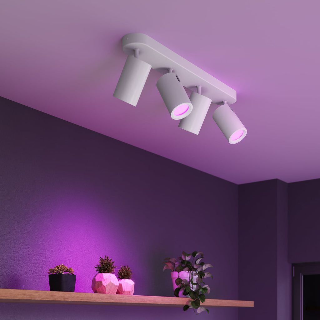 Smart takspot 4-lys GU10 LED RGBW dimbar hvit 49 cm - Calex forfra