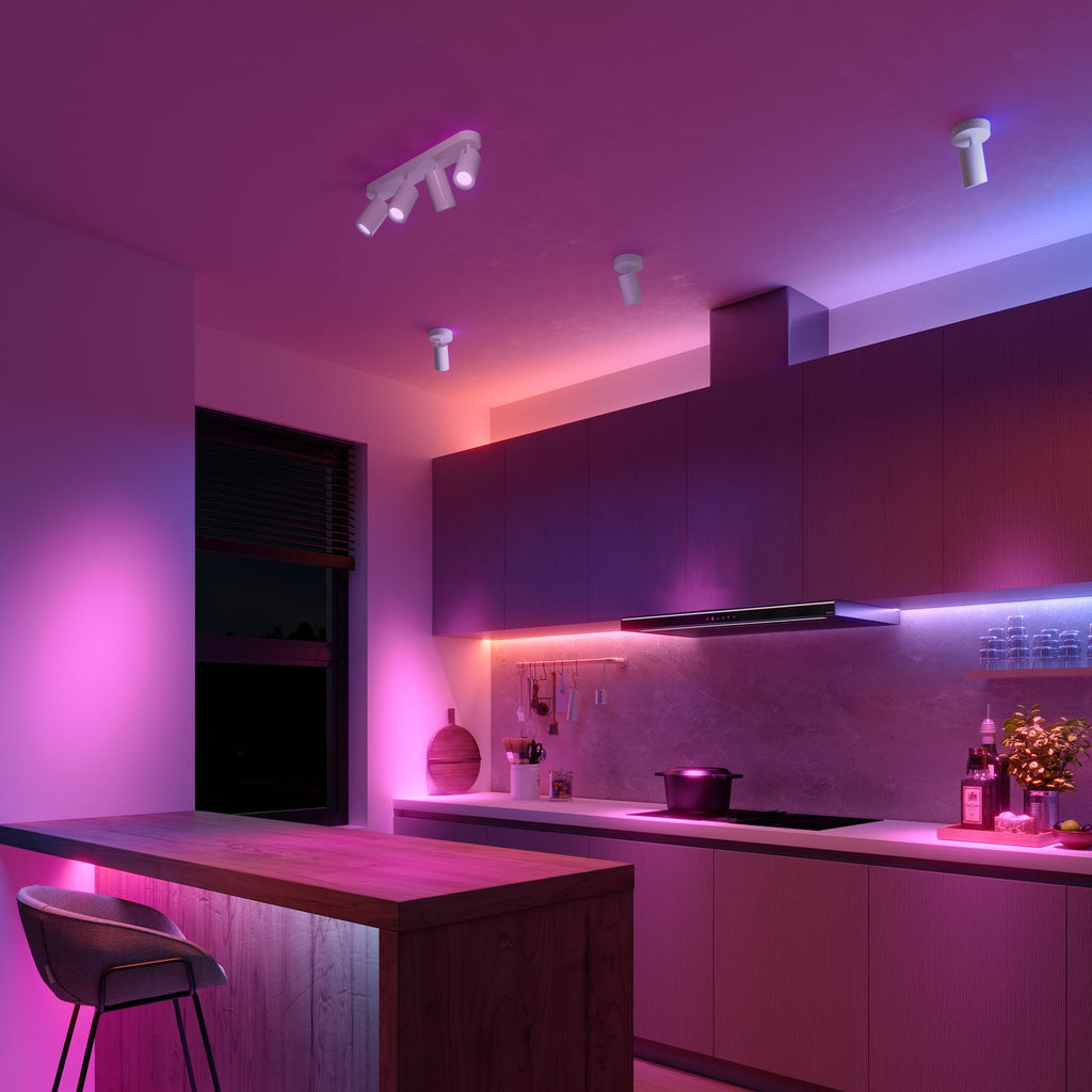 Smart takspot 4-lys GU10 LED RGBW dimbar hvit 49 cm - Calex bakside