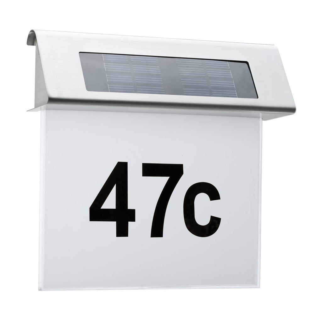 Detalj av Solar husnummerbelysning LED rustfritt stål IP44 Paulmann