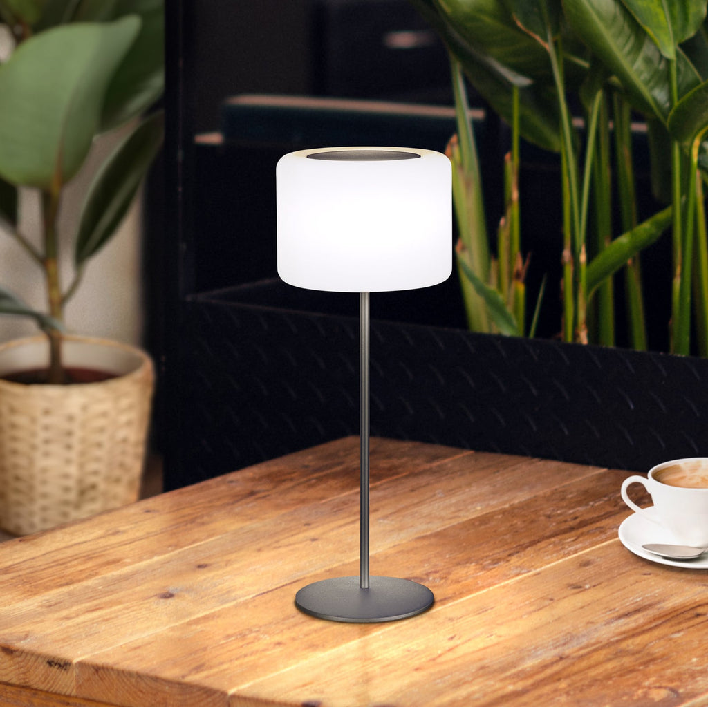 Solar LED oppladbar bordlampe Pino RGB fjernkontroll IP44 forfra