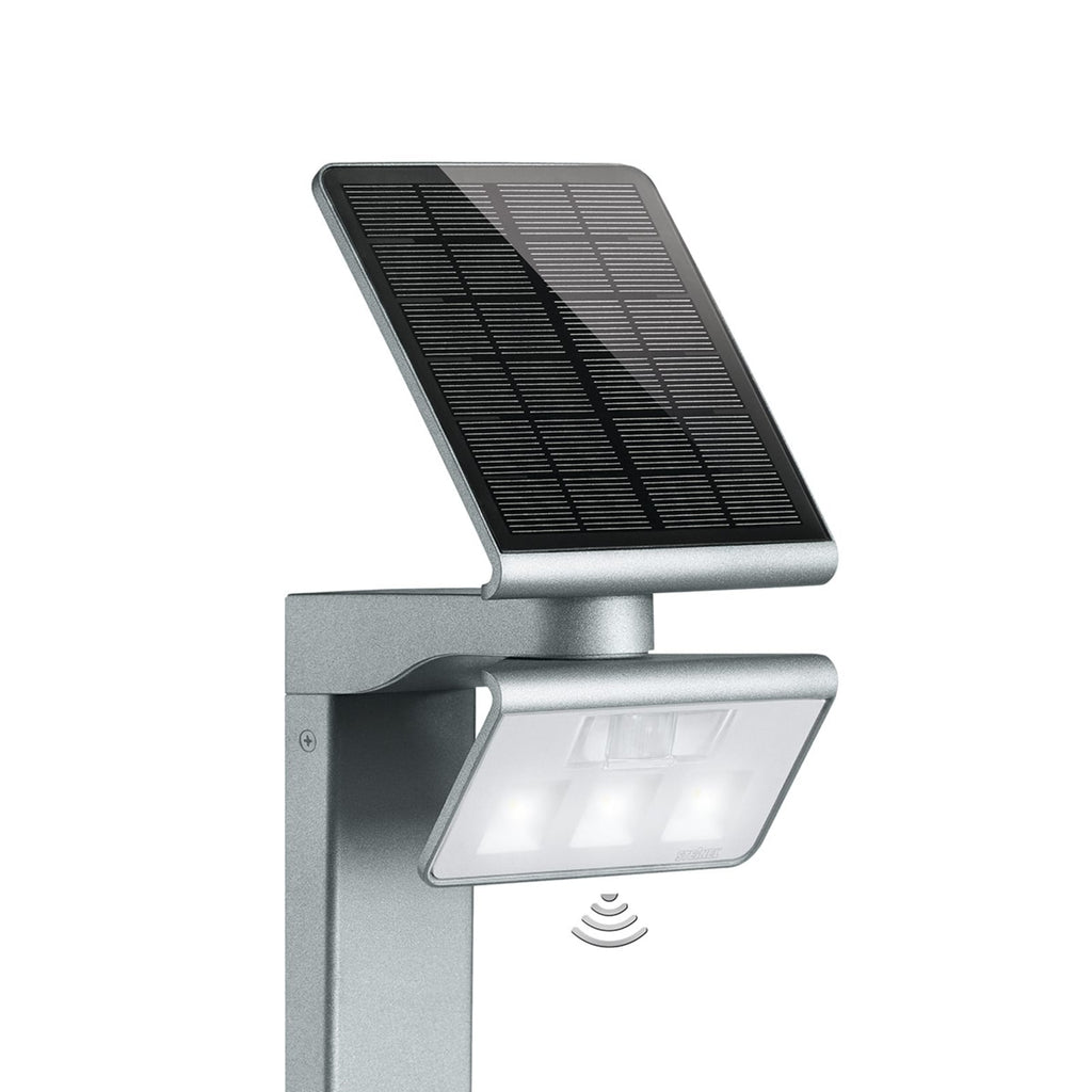 Solar LED pullertlys XSolar GL-S med bevegelsessensor sølv IP44 forfra
