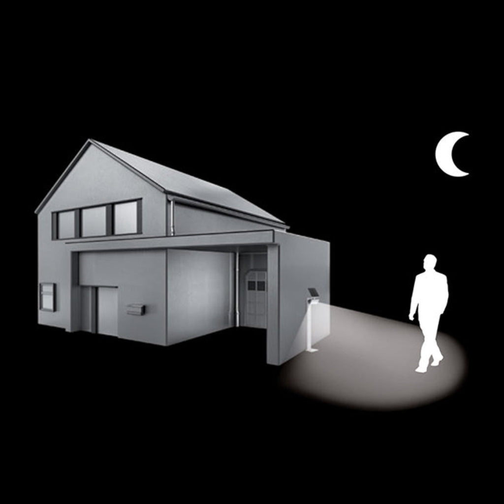 Solar LED pullertlys XSolar GL-S med bevegelsessensor sølv IP44 lys ved skumring