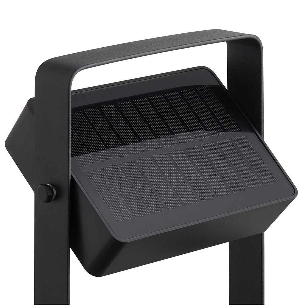 Solar LED sti-lampe Saulio svart aluminium i mørket