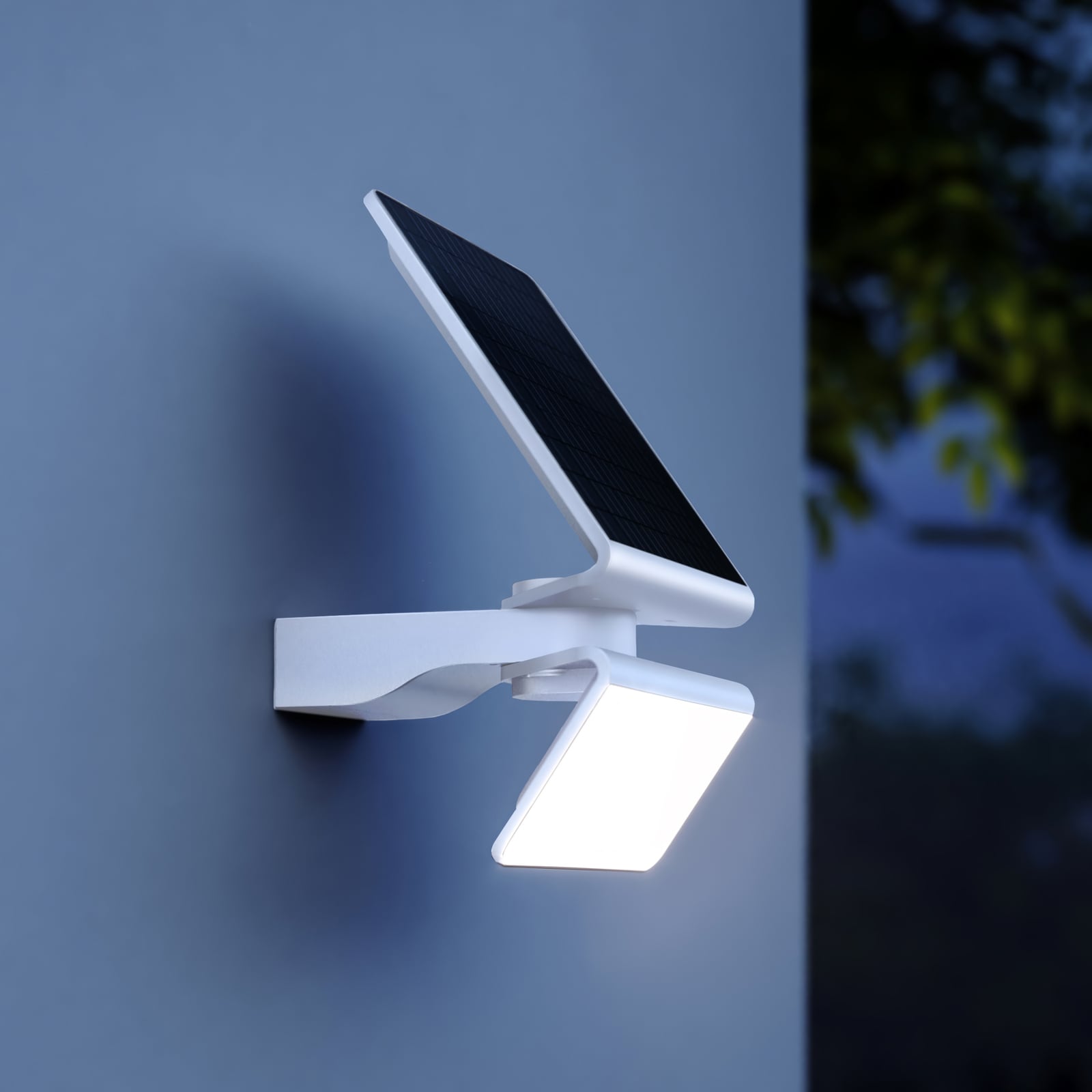 Solar LED utevegglampe XSolar L-S med sensor hvit forfra