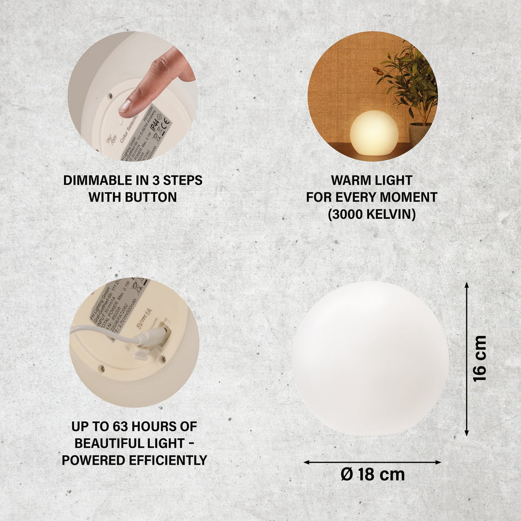 Solcelle bordlampe Busso hvit dimbar RGB nærbilde
