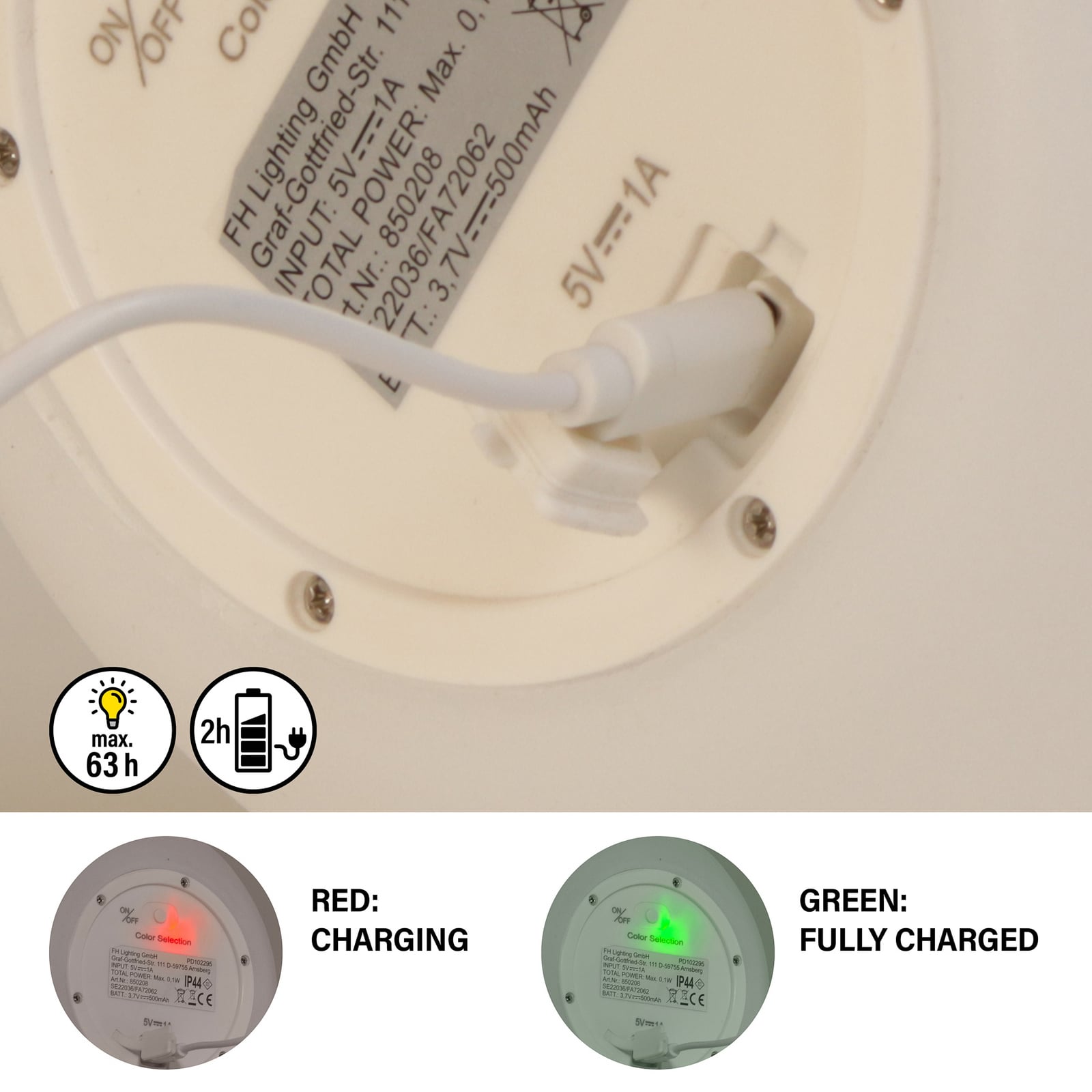 Solcelle bordlampe Busso hvit dimbar RGB lysdetalj