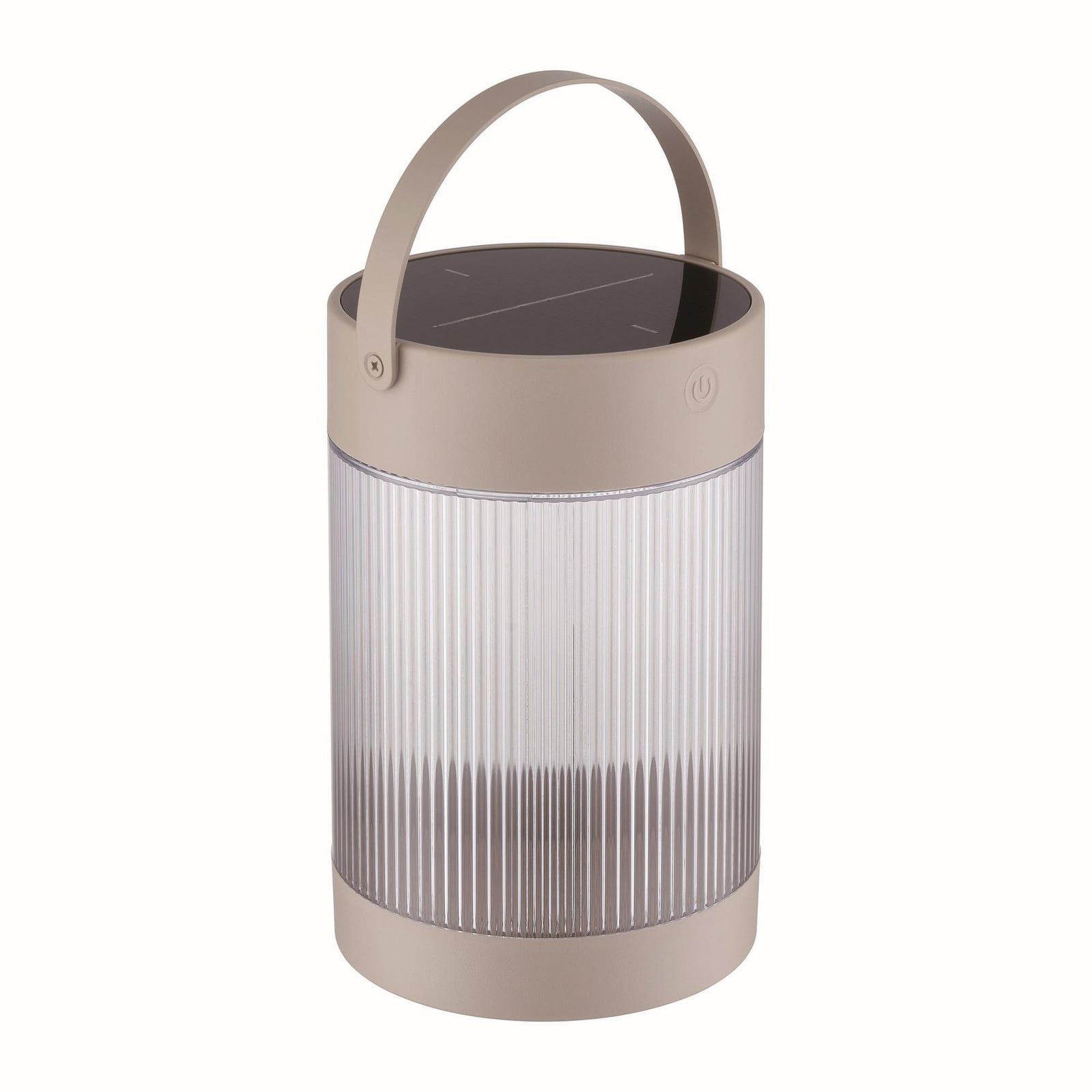 Solcelle-bordlampe Coupar sandfarget plast 22 cm detalj av bryter