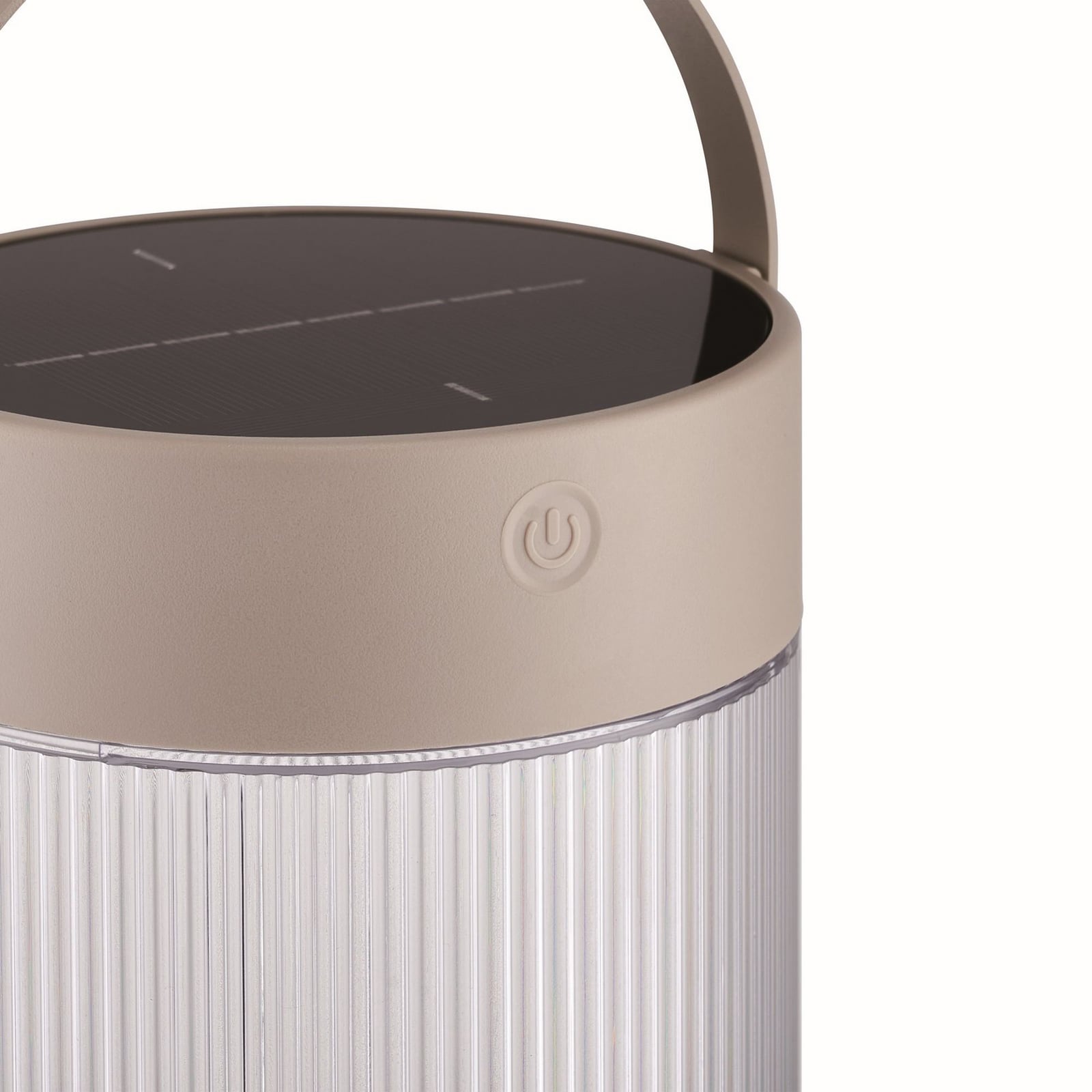 Solcelle-bordlampe Coupar sandfarget plast 22 cm nærbilde av håndtak
