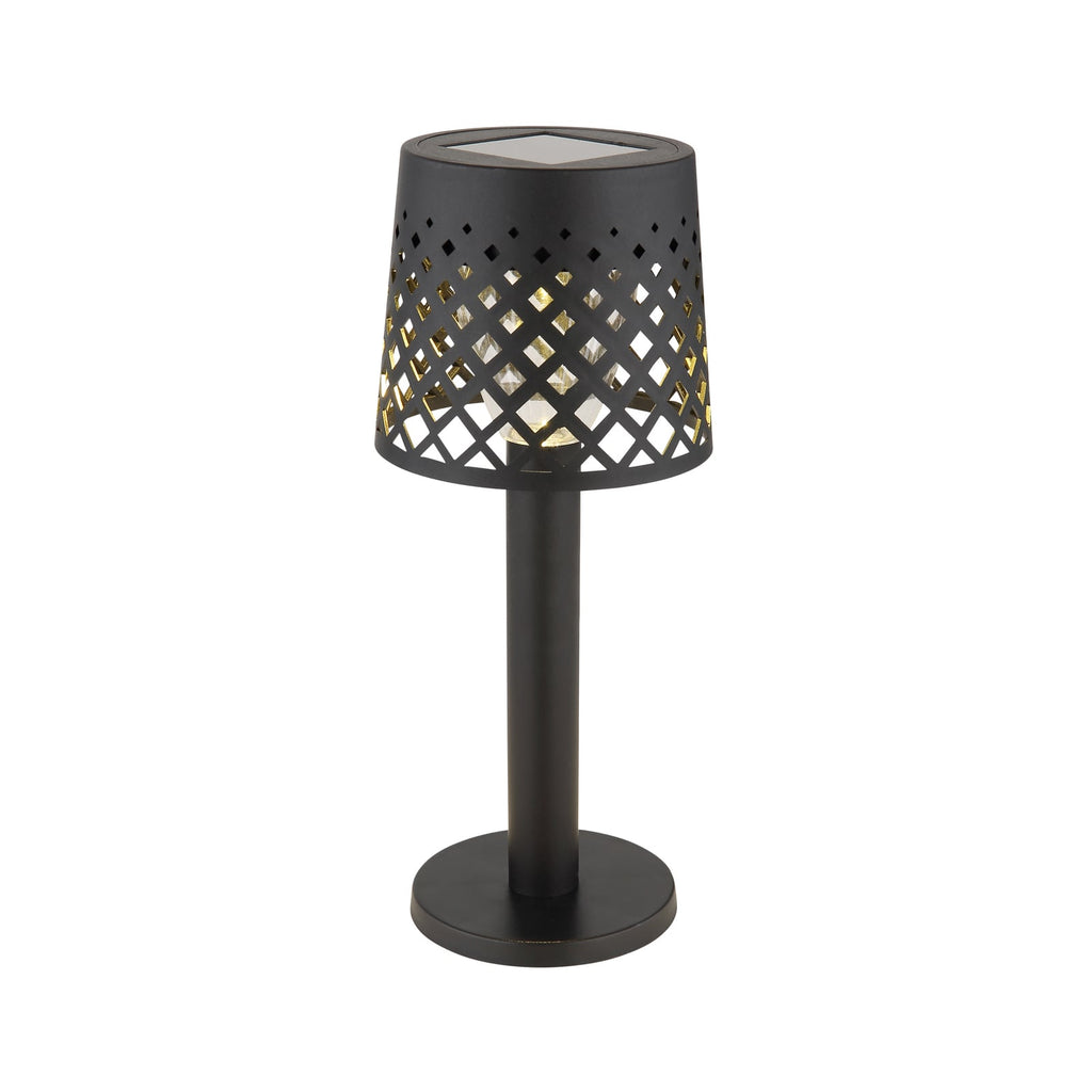 Solcelle bordlampe svart plast Ø9 cm IP44 varmhvit bakside