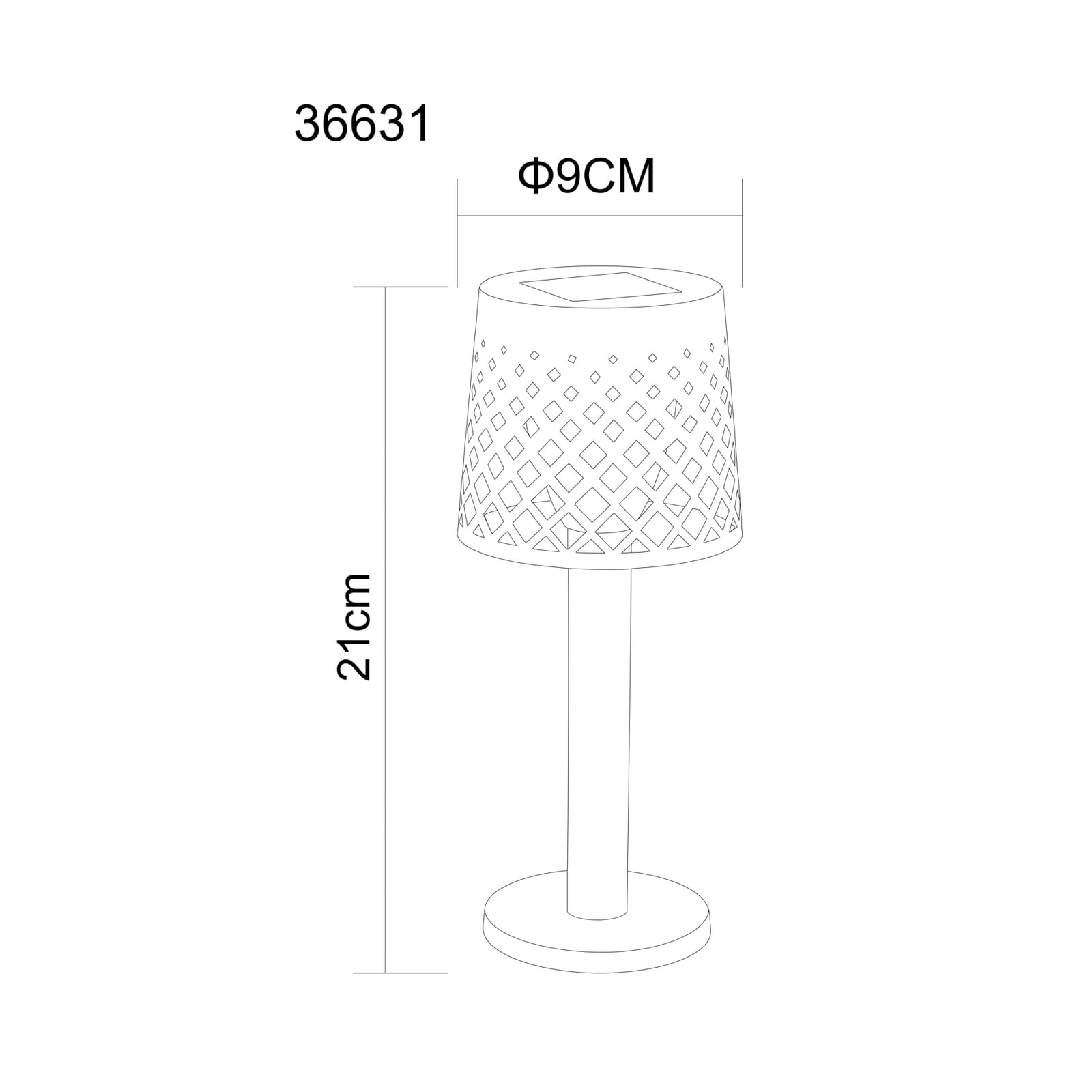 Detalj av Solcelle bordlampe svart plast Ø9 cm IP44 varmhvit