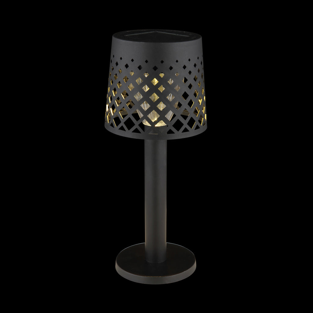 Montert Solcelle bordlampe svart plast Ø9 cm IP44 varmhvit i uteområde