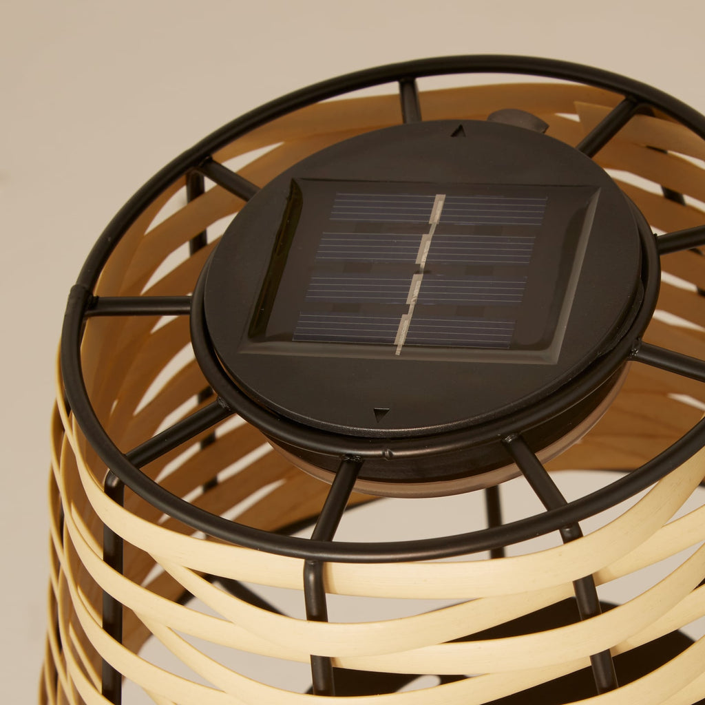 Solcelle-LED-bordlampe Dalisay rotting brun detalj