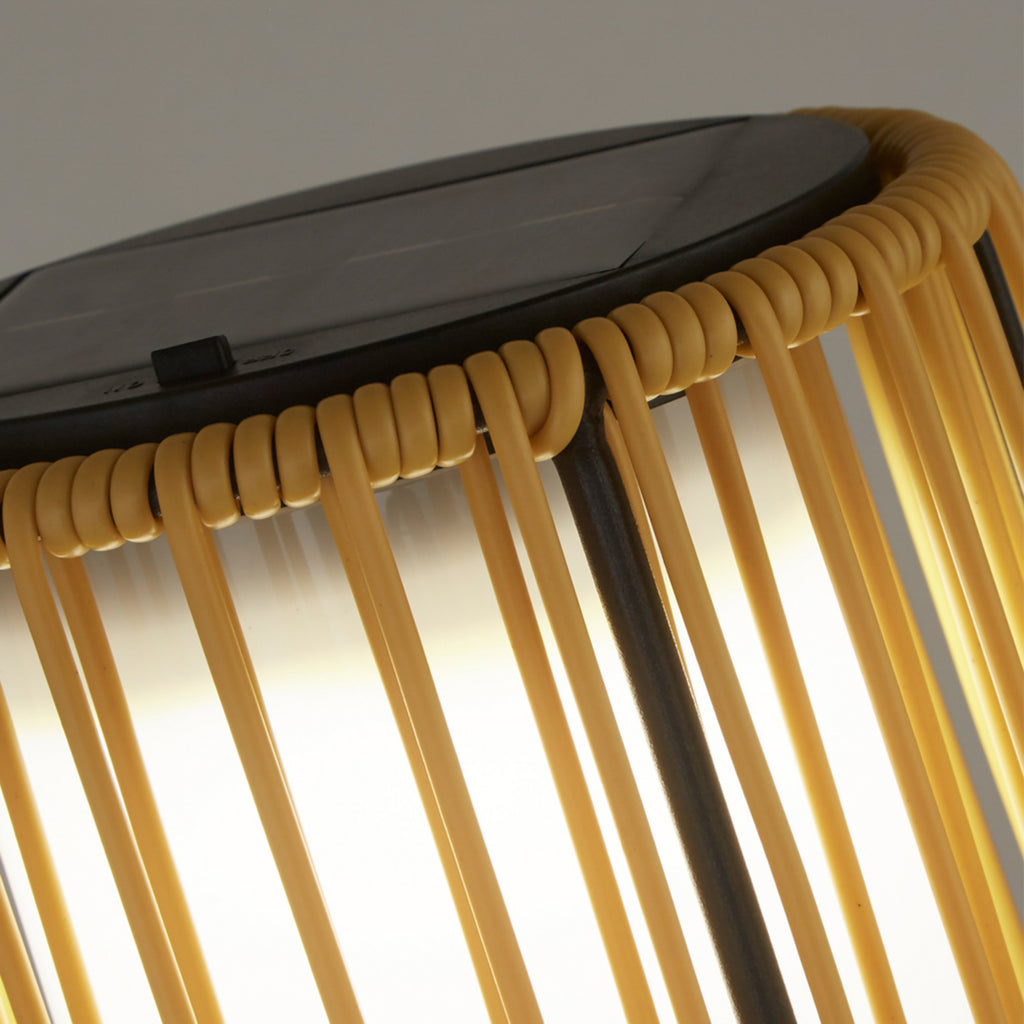Solcelle-LED-gulvlampe Livay rotting oker detalj