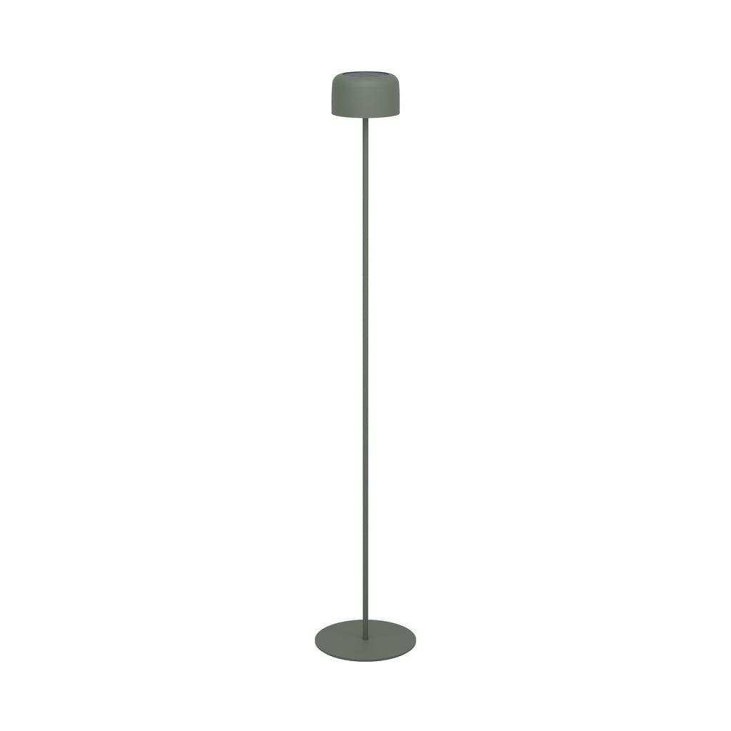 Solcelle-LED-terrasselampe Roccanova-L grønn montert på terrasse
