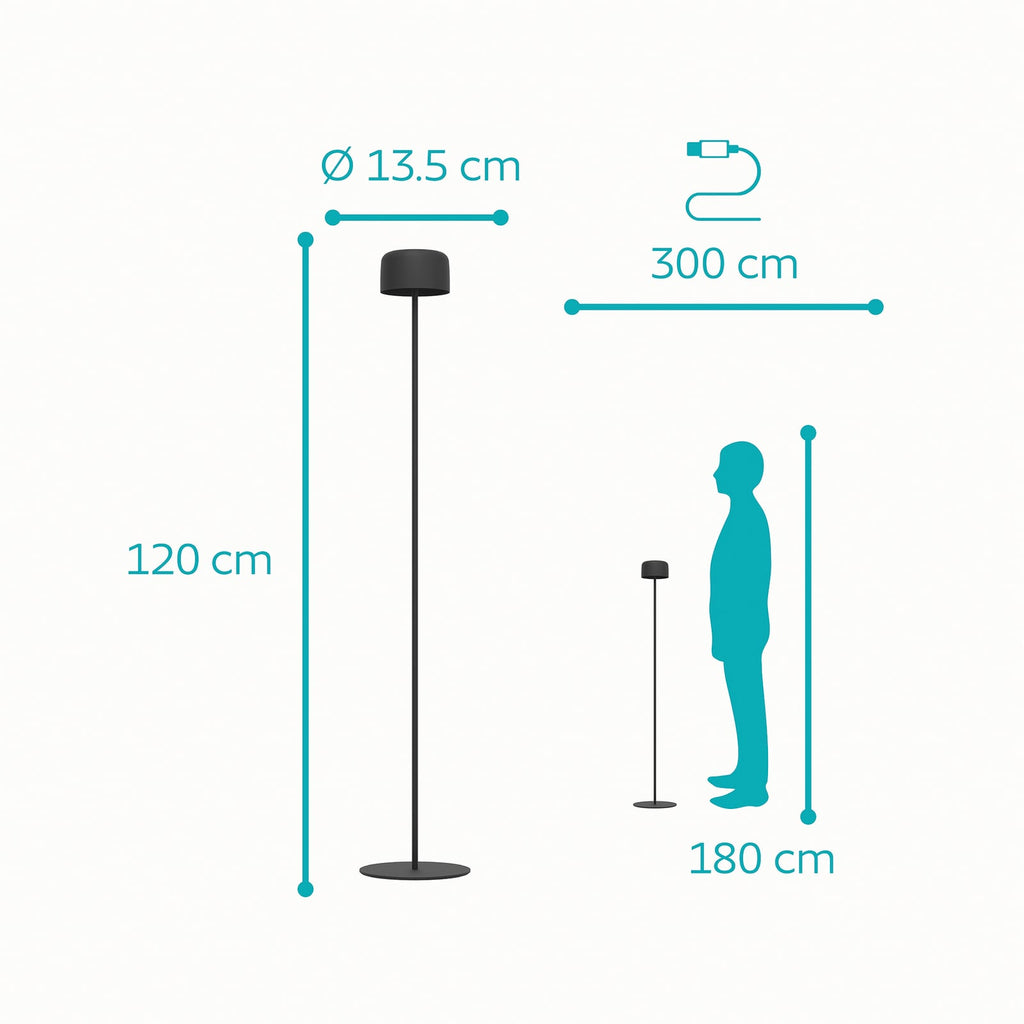 Solcelle-LED-terrasselampe Roccanova-L svart detalj