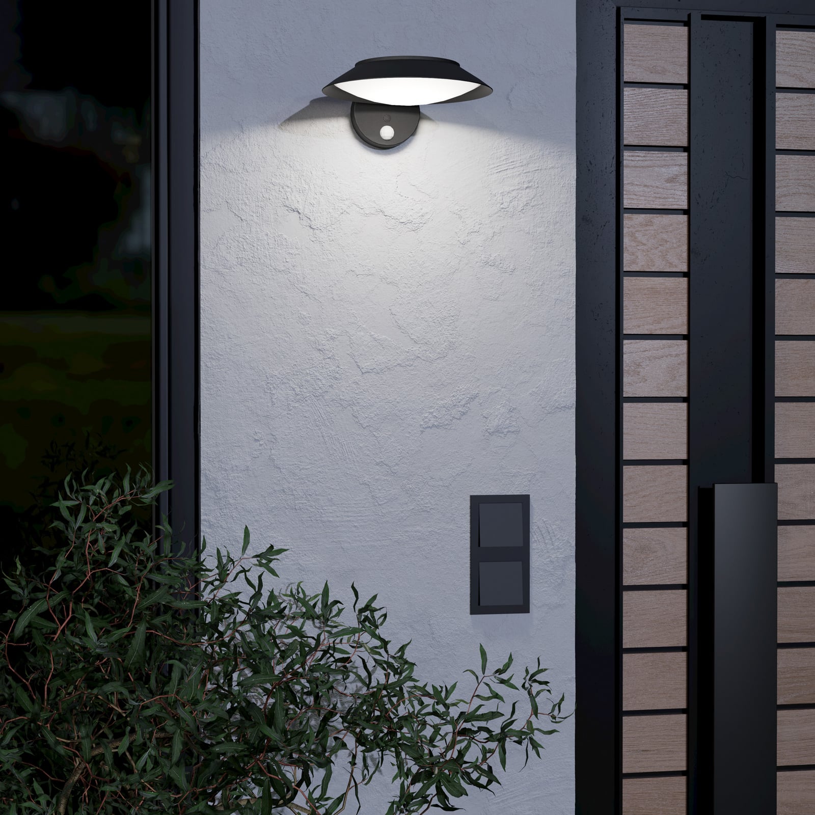 Solcelle LED utevegglampe Cerrisi med bevegelsessensor svart IP44 bakside