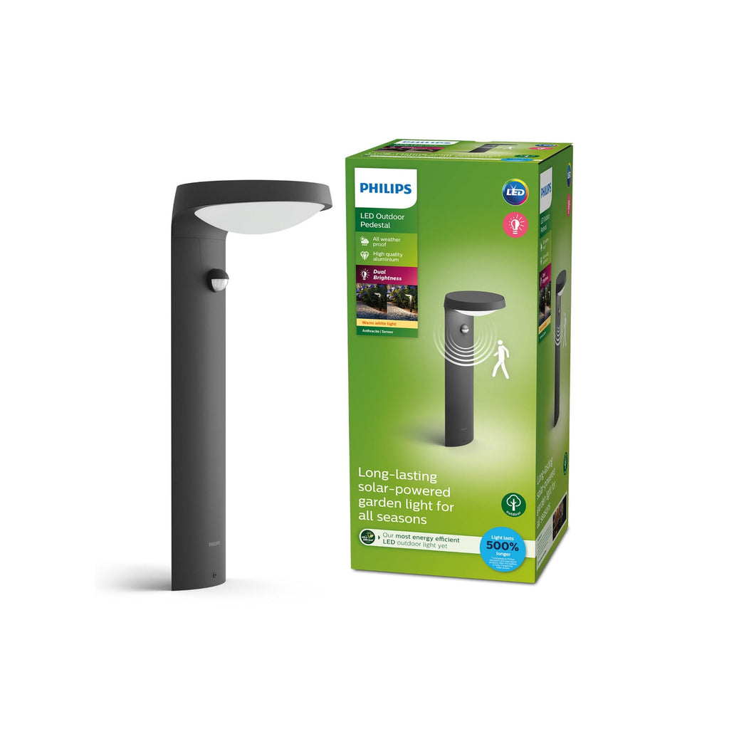 Solcelle modul på stolpelampe Tyla med bevegelsessensor IP44 antrasitt - Philips