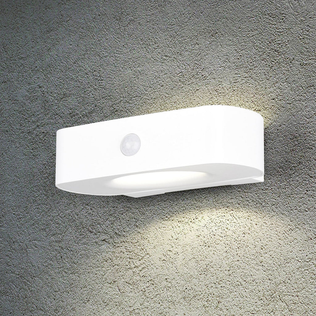 Solcelle utevegglampe Bilbao opp/ned med sensor hvit IP44 - Reality forfra