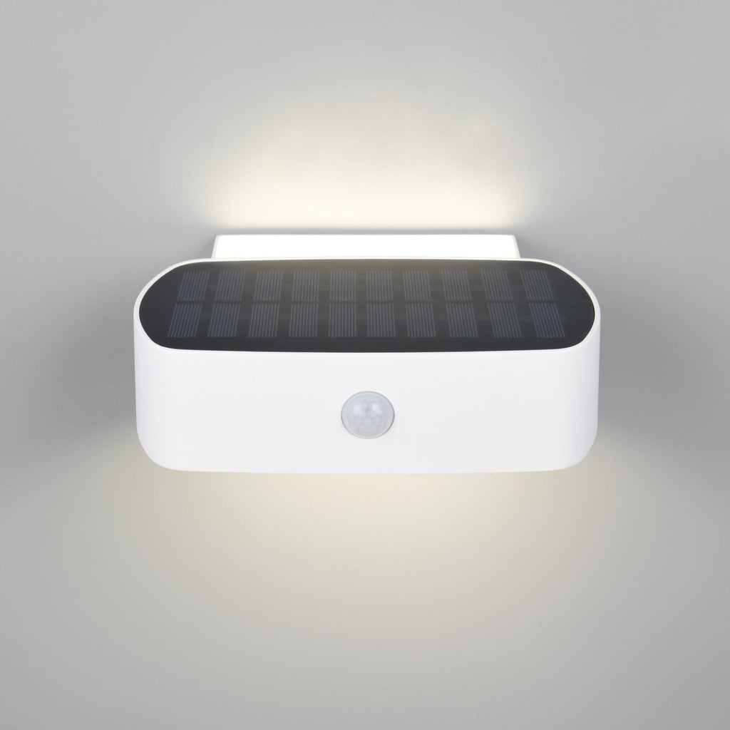 Sideprofil av Solcelle utevegglampe Bilbao opp/ned med sensor hvit IP44 - Reality
