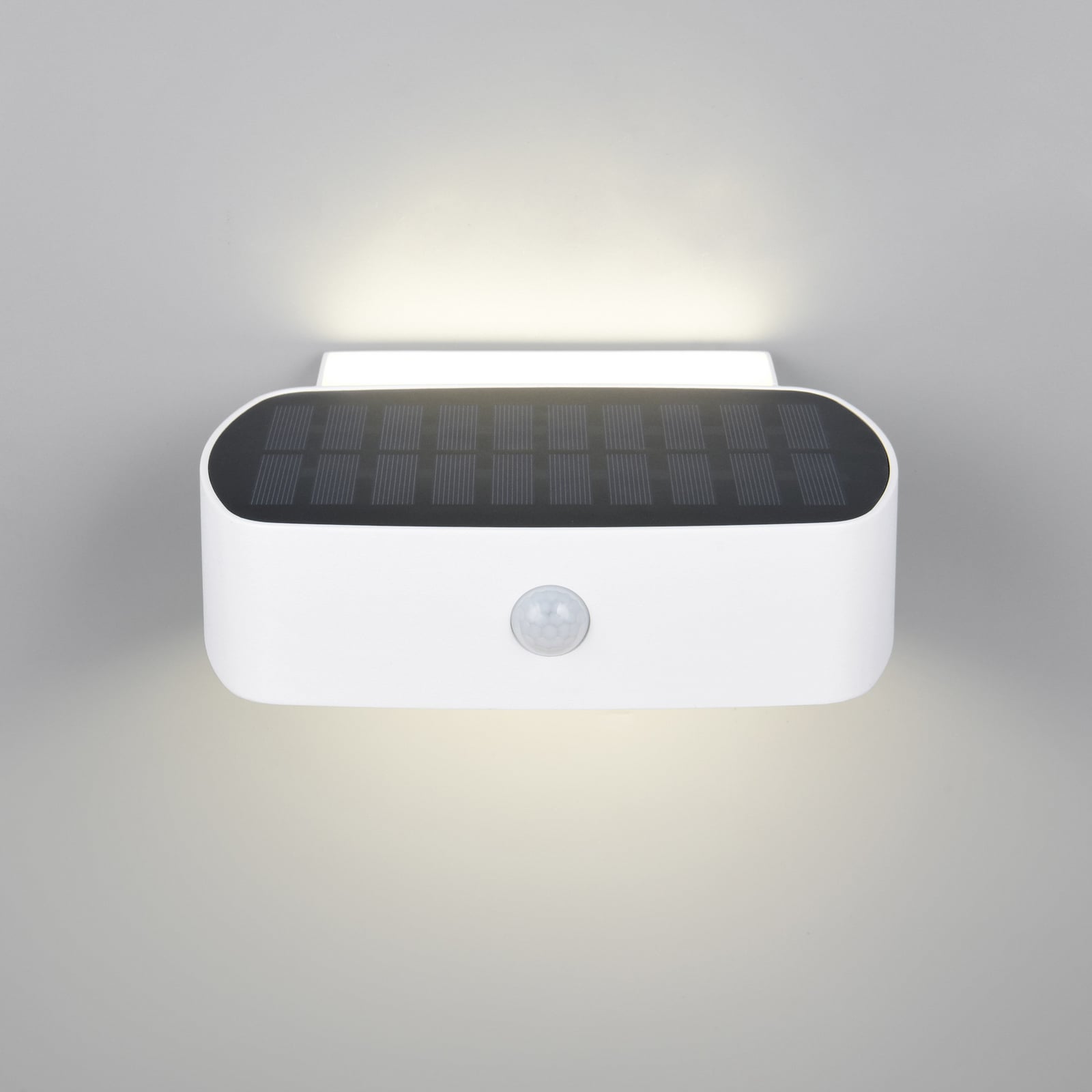 Sideprofil av Solcelle utevegglampe Bilbao opp/ned med sensor hvit IP44 - Reality