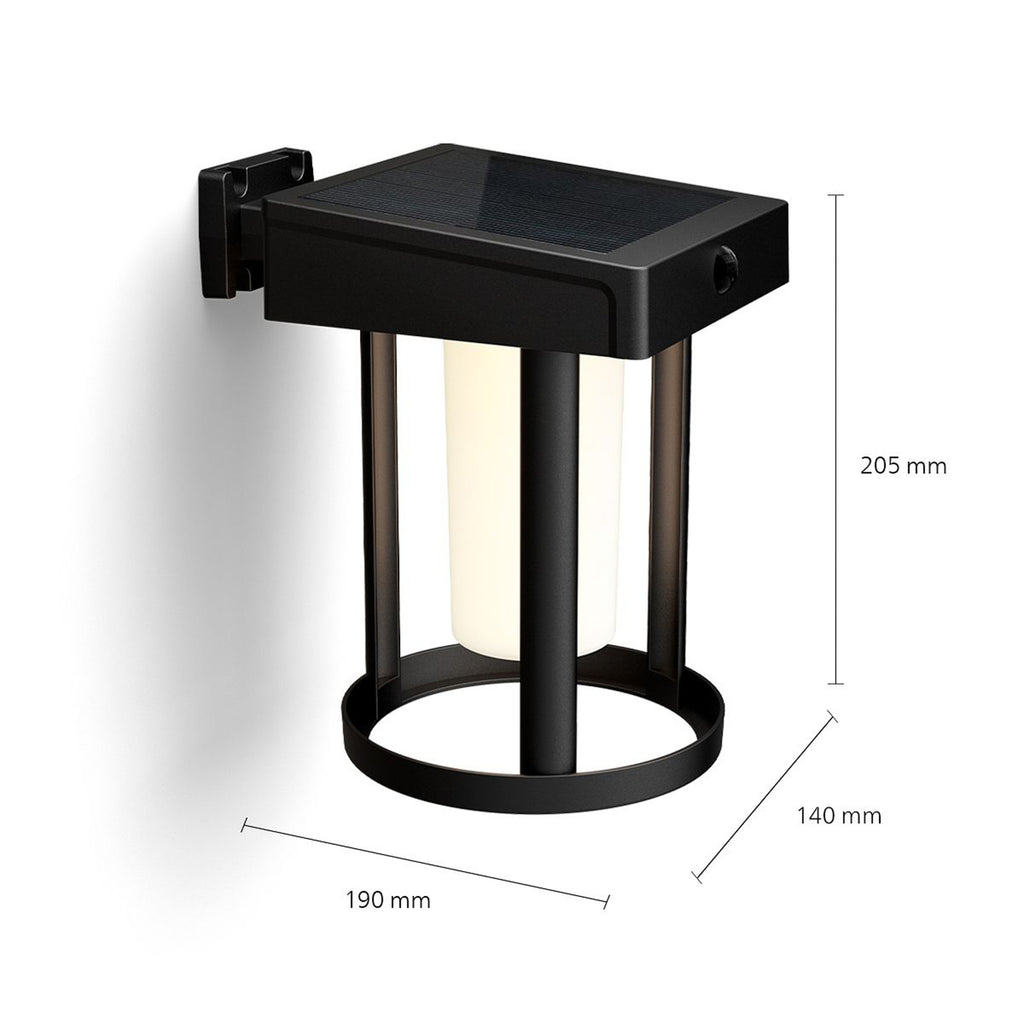Solcelle utevegglampe Camill Philips montert på vegg