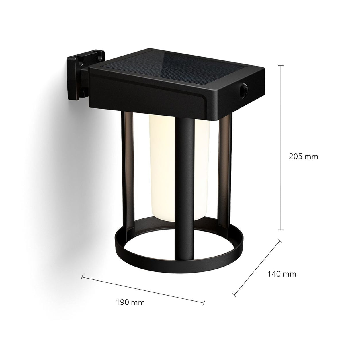 Solcelle utevegglampe Camill Philips montert på vegg