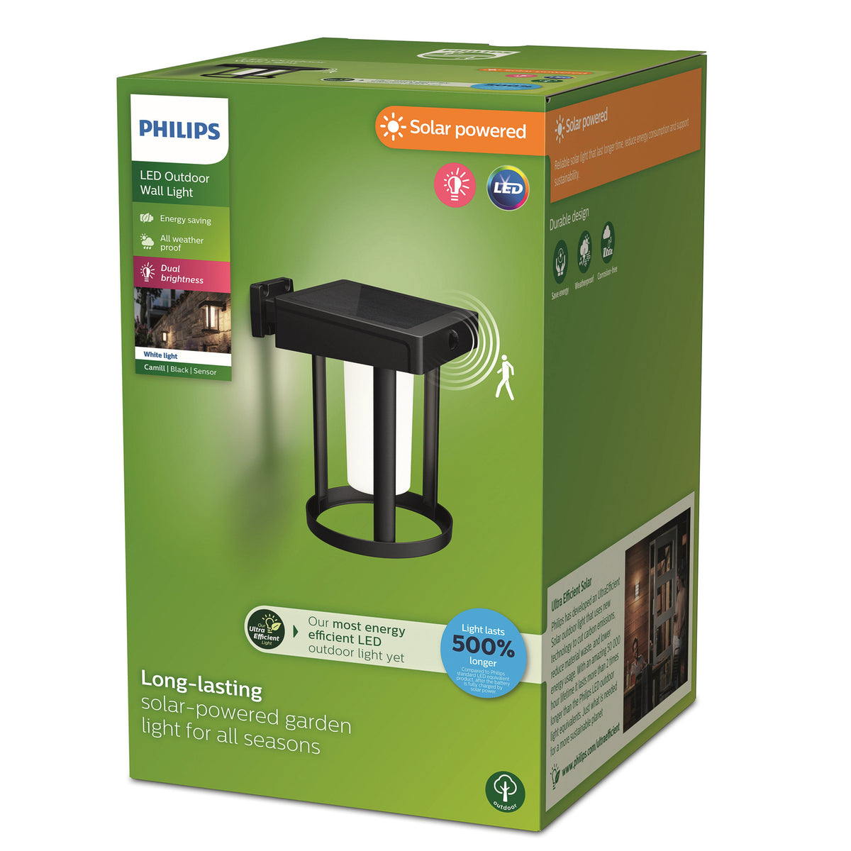 Solcelle utevegglampe Camill Philips nærbilde av LED-lyskilde