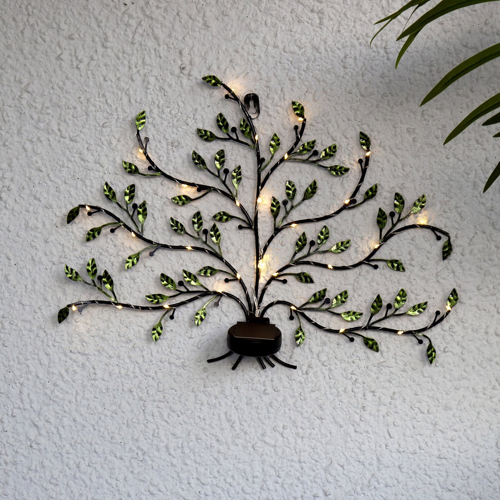 Solcelle vegglampe Tree of Life svart/grønn IP44 forfra