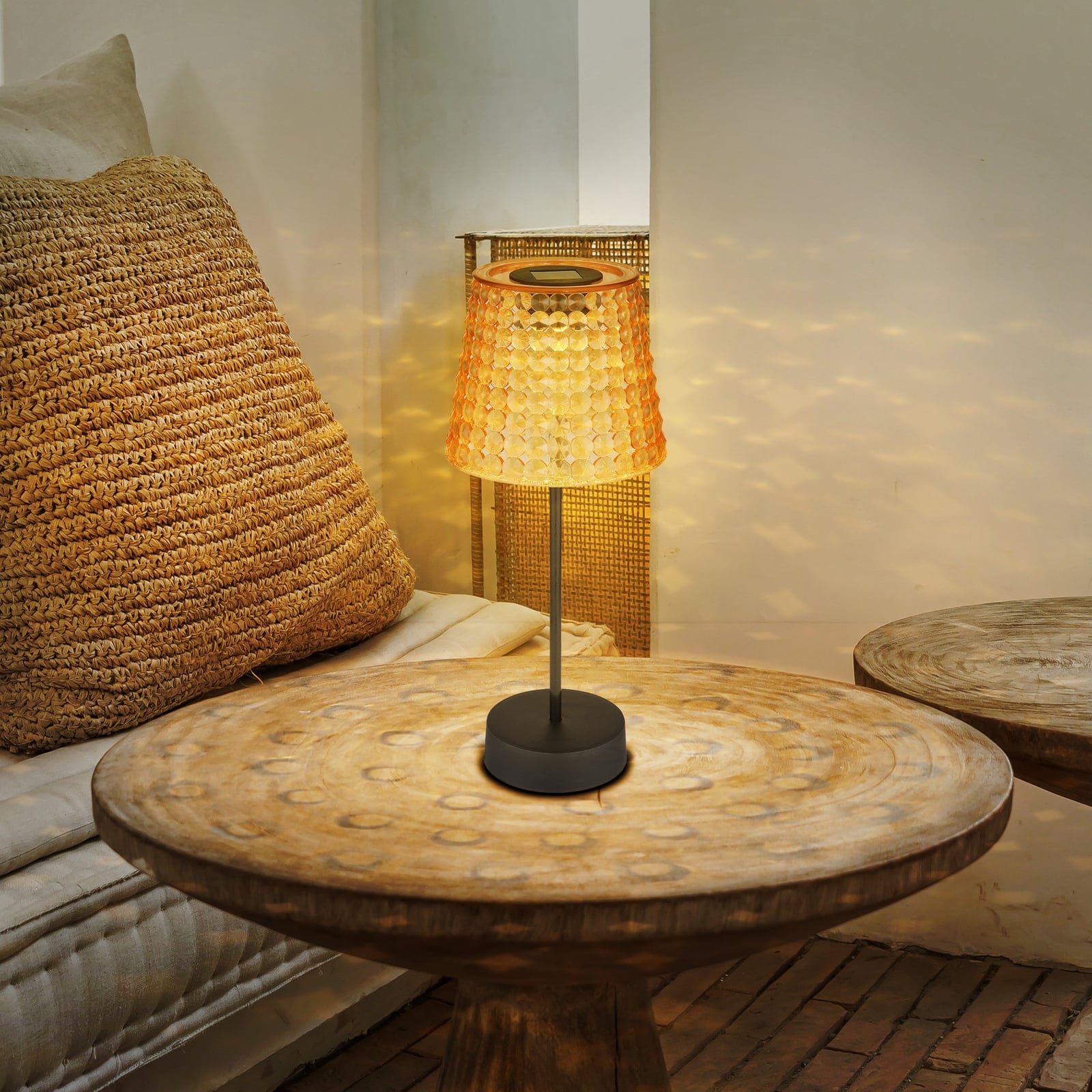Solcellebordlampe 2-pk svart/amber Ø12,5 cm IP44 - Globo forfra