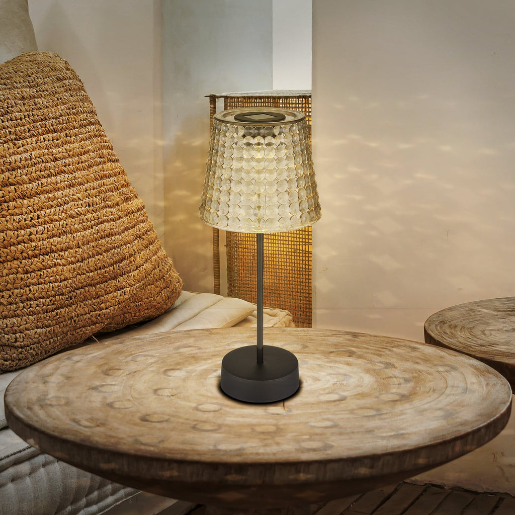 Solcellebordlampe 2-pk svart/røykgrå Ø12,5 cm IP44 forfra