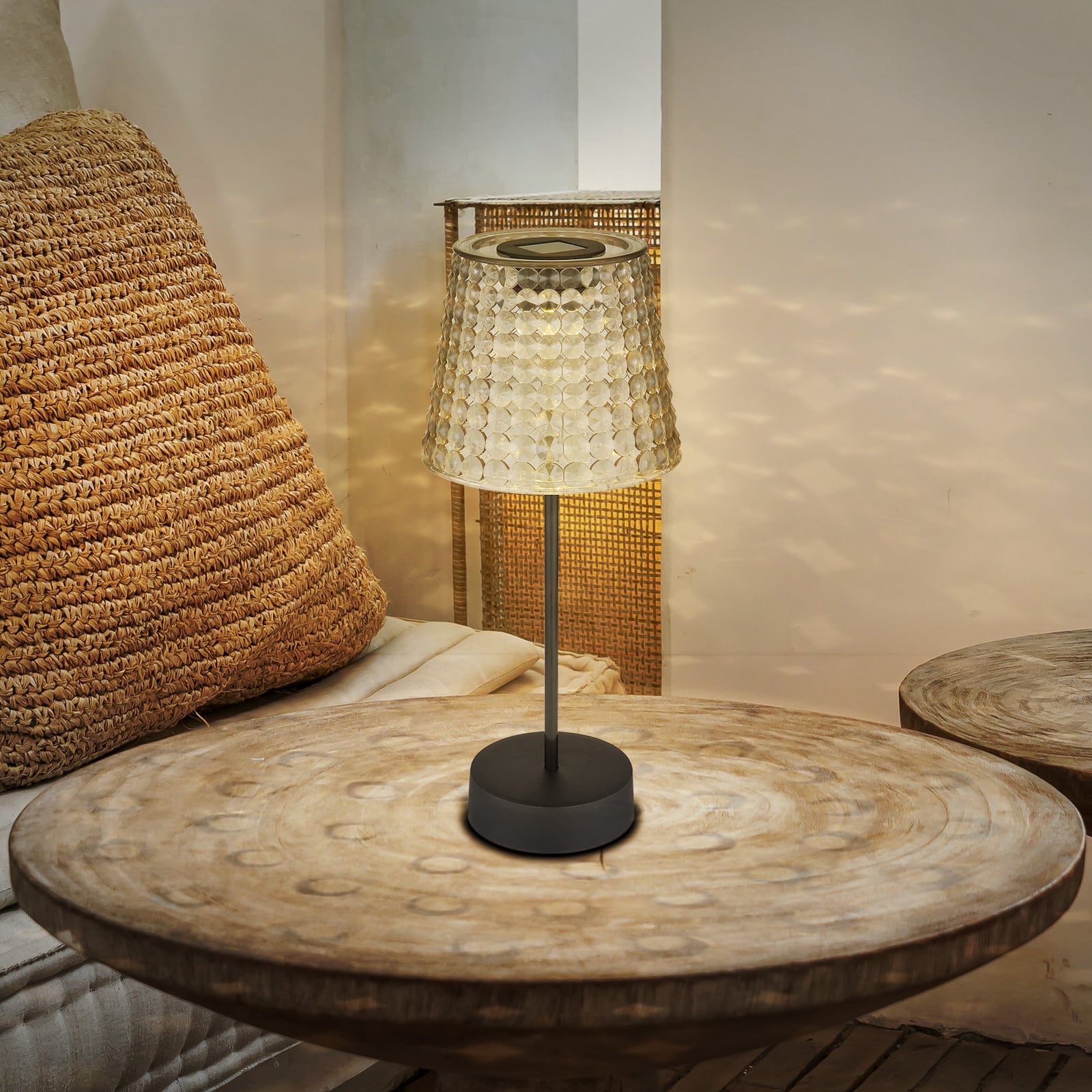 Solcellebordlampe 2-pk svart/røykgrå Ø12,5 cm IP44 forfra