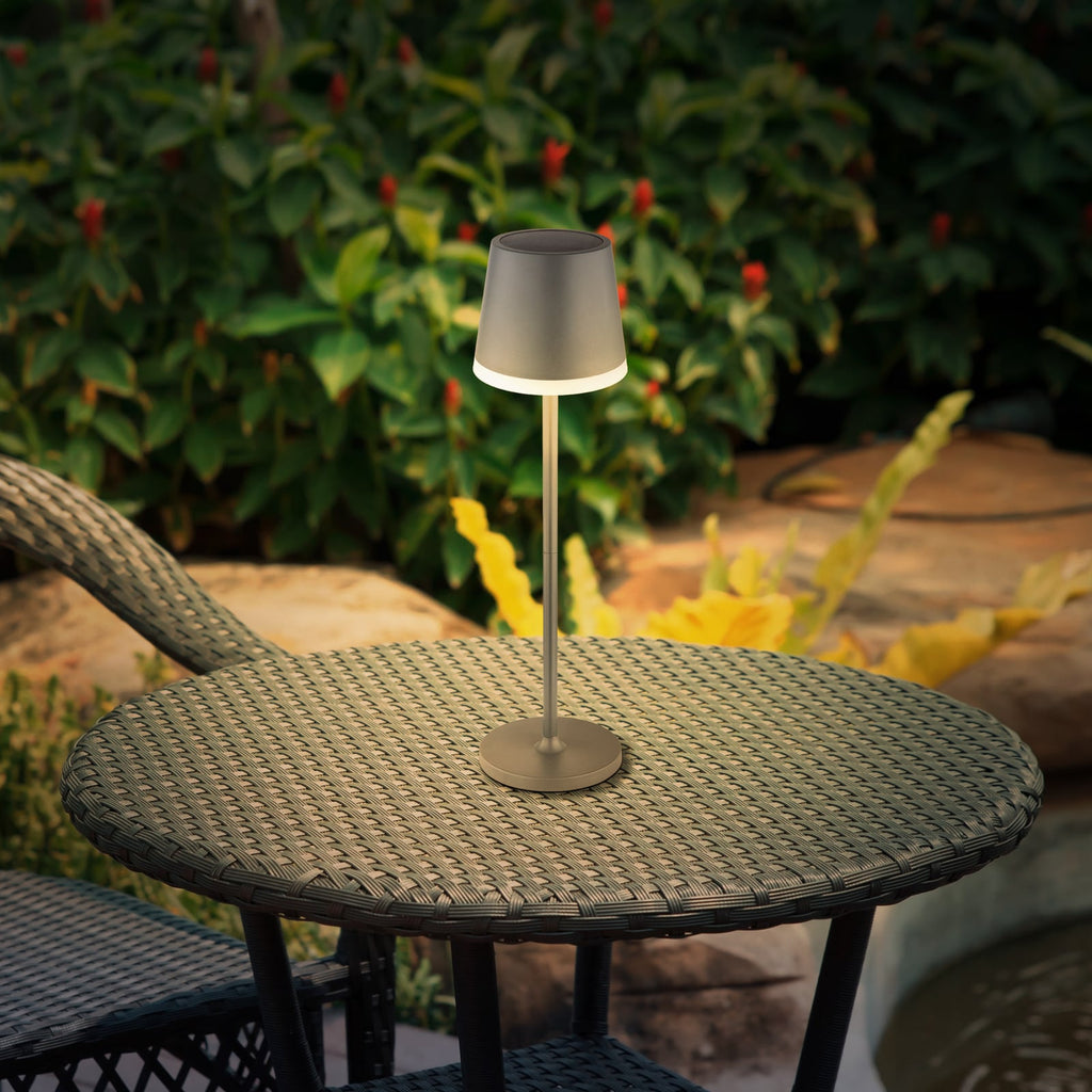 Solcellebordlampe antrasitt metall/plast Ø11 cm IP44 - Globo forfra