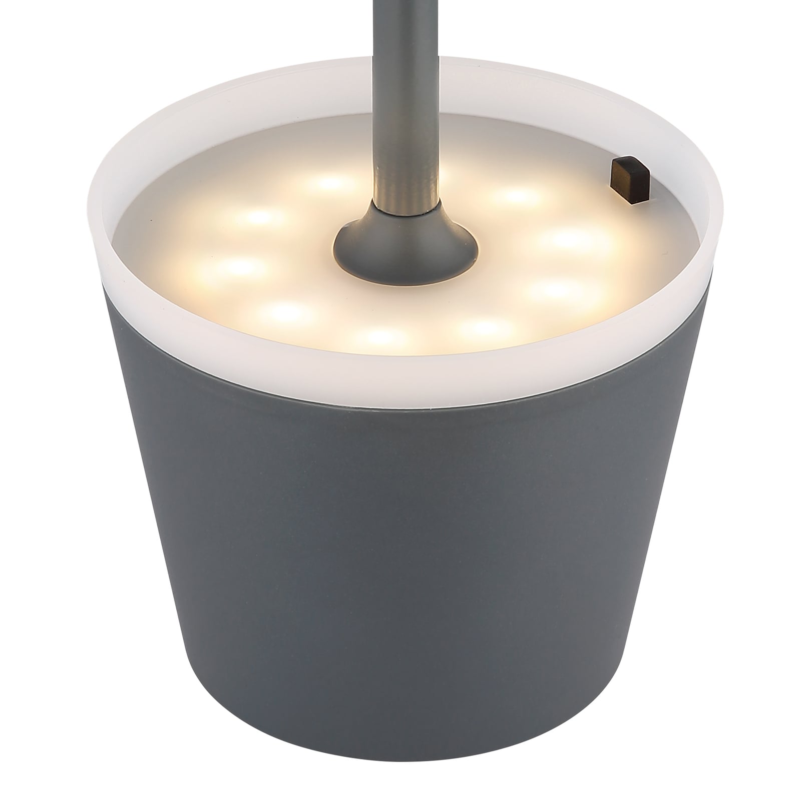 Solcellebordlampe antrasitt metall/plast Ø11 cm IP44 - Globo montert på bord