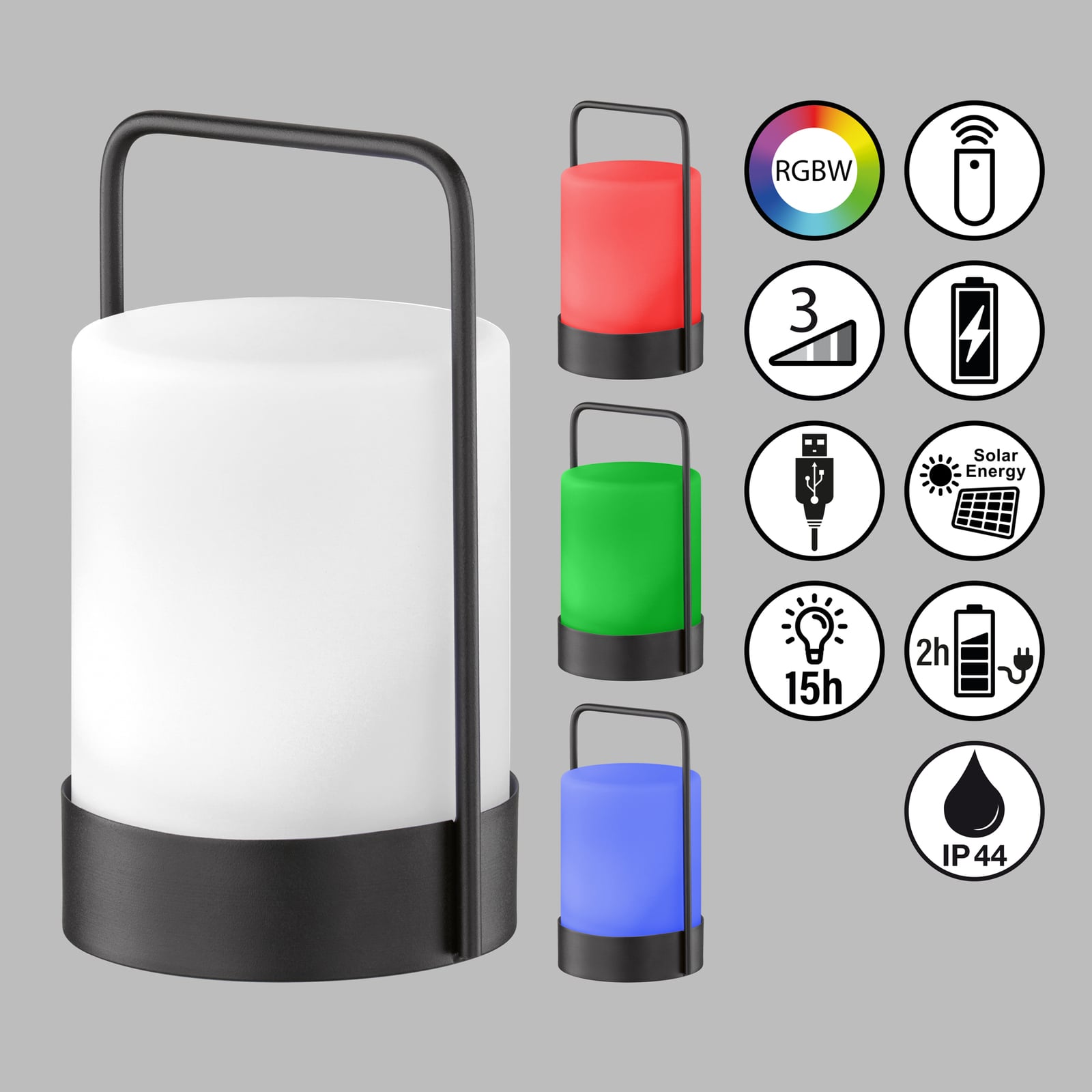 Solcellebordlampe Casoli LED RGB dimbar IP44 Ø12 cm detalj