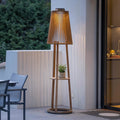 Solcellegulvlampe Tecka teak med bevegelsessensor IP55 forfra